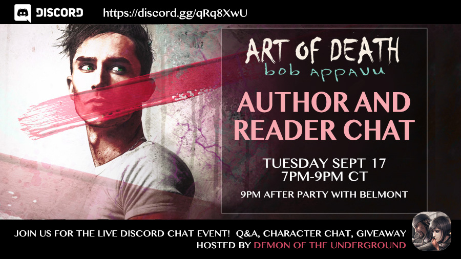 Art of Death Discord Chat Tuesday September 17 from 7pm to 9pm Central Time